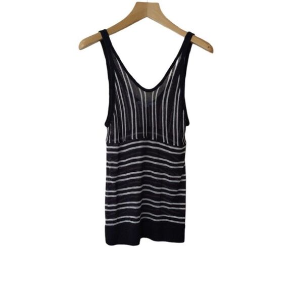 T by Alexander Wang Striped Linen Scoop  Tank Top - Picture 7 of 10